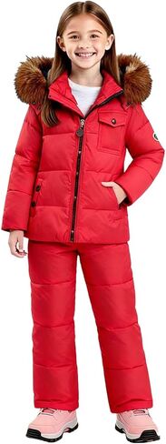 2 Piece Kids Snowsuit Set Thermal Winter Jacket and Skibib Pants Boys Girls Waterproof Windproof Snow Ski Suit 1-6Y in Kuwait