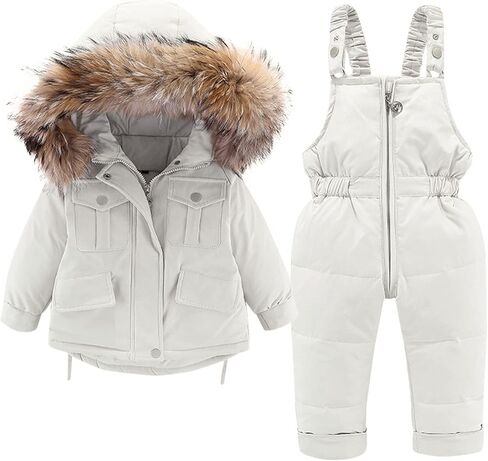 Boys Girls Toddler Heavyweight 2-Piece Ski Suit Snowsuit Baby Jacket and Snowbib Pants Set Waterproof Winter Snowboard Suits in Kuwait