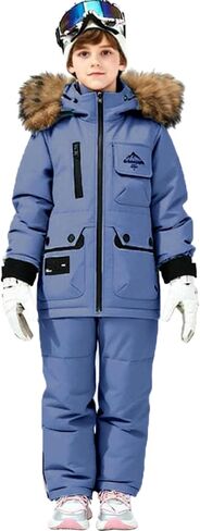 Kids 2 Piece Snowsuit Set Waterproof Windproof Jacket and Skibib Pants Winter Warm Snowboarding Ski Suits Boys Girls 1-5Y in Kuwait
