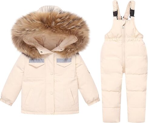 Kids Toddler Snowsuit - Thermal Thicken Waterproof Snow Pants and Jackets Windproof Winter Ski Sets for Boys Girls 1-6Y in Kuwait