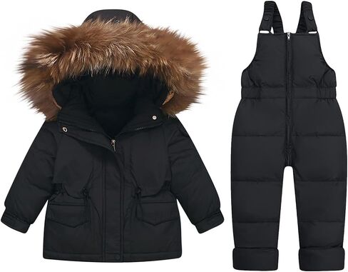 Kids 2 Piece Snow Suit - Waterproof Windproof Snowsuit Warm Winter Ski Outfit for Boys Girls Snowboarding Skiing 1-4Y in Kuwait