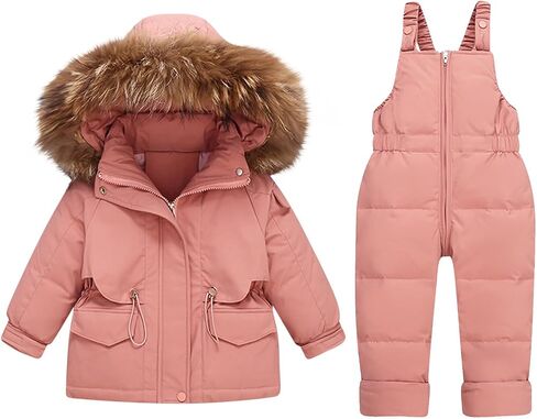 Kids 2 Piece Snow Suit - Waterproof Windproof Snowsuit Warm Winter Ski Outfit for Boys Girls Snowboarding Skiing 1-4Y in Kuwait