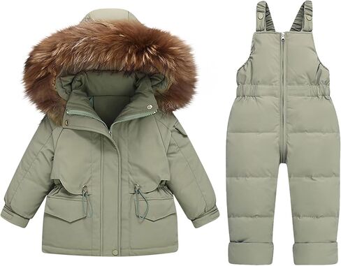 Kids 2 Piece Snow Suit - Waterproof Windproof Snowsuit Warm Winter Ski Outfit for Boys Girls Snowboarding Skiing 1-4Y in Kuwait
