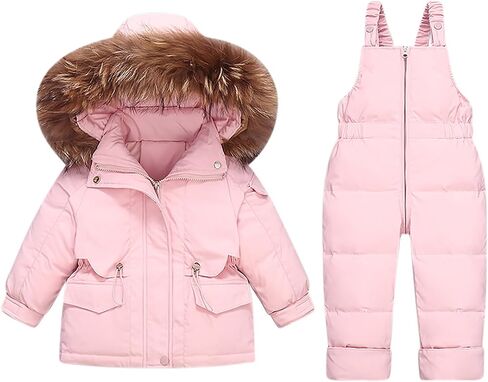 Kids 2 Piece Snow Suit - Waterproof Windproof Snowsuit Warm Winter Ski Outfit for Boys Girls Snowboarding Skiing 1-4Y in Kuwait