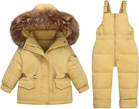 Kids 2 Piece Snow Suit - Waterproof Windproof Snowsuit Warm Winter Ski Outfit for Boys Girls Snowboarding Skiing 1-4Y in Kuwait