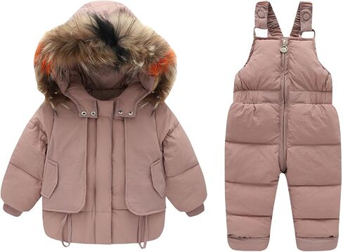 Kids Winter Ski Snowsuit 2 Piece - Thermal Waterproof Skibib Pants and Jackets Boys Girls Windproof Snow Sets 1-6Y in Kuwait