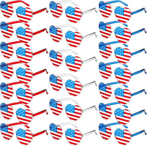 Tellegloww 4th of July Heart Glasses American Flag Glasses Patriotic 250th Anniversary Independence Day Decoration in Kuwait