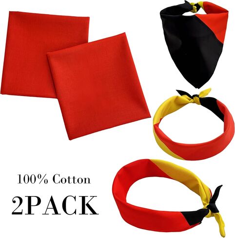 WEITBF 2 Pack Germany Flag Bandana German Scarf Flag Bandanas Headband - 100% Cotton, 22 x 22 inches in Saudi Arabia