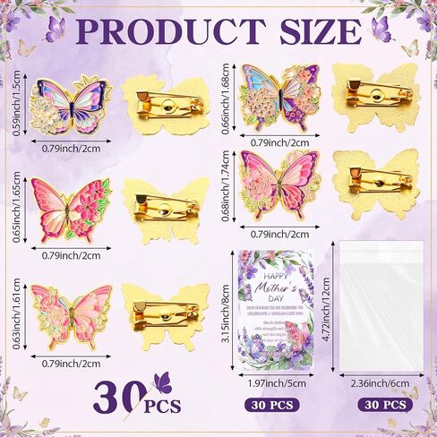 Huwena Mother's Day Butterfly Brooch Pins Bulk with Inspirational Cards Elegant Gifts for Mother's Day Favors in Saudi Arabia
