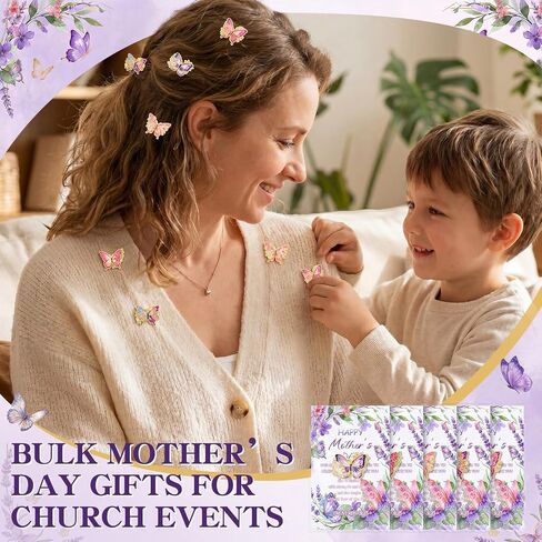 Huwena Mother's Day Butterfly Brooch Pins Bulk with Inspirational Cards Elegant Gifts for Mother's Day Favors in Saudi Arabia