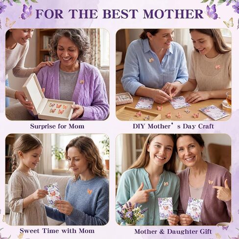 Huwena Mother's Day Butterfly Brooch Pins Bulk with Inspirational Cards Elegant Gifts for Mother's Day Favors in Saudi Arabia