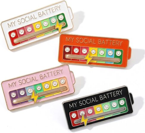 4PCS Social Battery Slider Pin, Functional Mood Enamel Pins 7 Days a Week for Backpacks, Clothing, Hats, Bags and Daily Decoration Gifts in Saudi Arabia