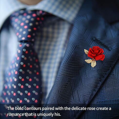 A set of two crystal red rose brooches, featuring elegant enamel floral brooches set with synthetic crystals. This stylish accessory perfectly complements parties, balls, weddings, Valentine's Day gifts, and other occasions, making it an ideal gift for wo in Saudi Arabia