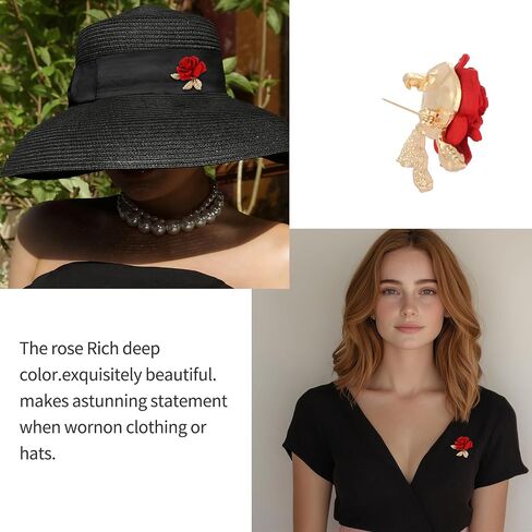A set of two crystal red rose brooches, featuring elegant enamel floral brooches set with synthetic crystals. This stylish accessory perfectly complements parties, balls, weddings, Valentine's Day gifts, and other occasions, making it an ideal gift for wo in Saudi Arabia