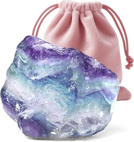 Gemstone Raw Crystals 1PC, 1.1"-2" Raw Fluorite Stone Natural Polished Stones Crystals and Healing Stones Tumbled Stones for Collection, Decoration, Crafts-Rainbow Fluorite 1PC in Kuwait