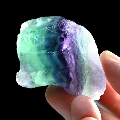 Gemstone Raw Crystals 1PC, 1.1"-2" Raw Fluorite Stone Natural Polished Stones Crystals and Healing Stones Tumbled Stones for Collection, Decoration, Crafts-Rainbow Fluorite 1PC in Kuwait