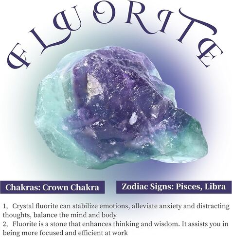 Gemstone Raw Crystals 1PC, 1.1"-2" Raw Fluorite Stone Natural Polished Stones Crystals and Healing Stones Tumbled Stones for Collection, Decoration, Crafts-Rainbow Fluorite 1PC in Kuwait