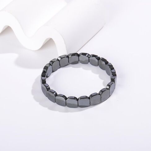 Natural Hematite Bracelet for Men Classic Hematite Energy Healing Stone Elastic Adjustable Bracelet Enhance Self-Confidence and Focus Natural Power Stone Improves Vitality and Mental Clarity in Saudi Arabia