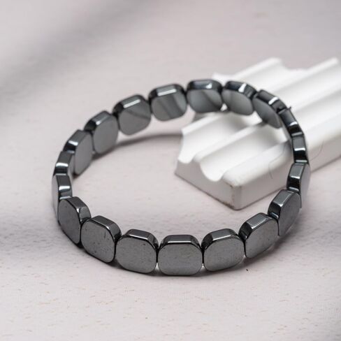 Natural Hematite Bracelet for Men Classic Hematite Energy Healing Stone Elastic Adjustable Bracelet Enhance Self-Confidence and Focus Natural Power Stone Improves Vitality and Mental Clarity in Saudi Arabia