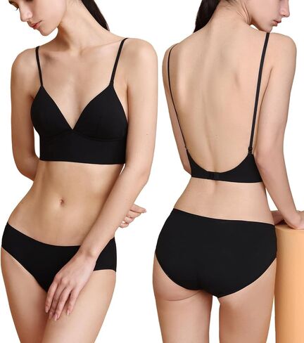 Organic Cotton Low Back Cami Bra Wireless Padded Thin Strap Lightweight Lounge Bra for Women in Saudi Arabia