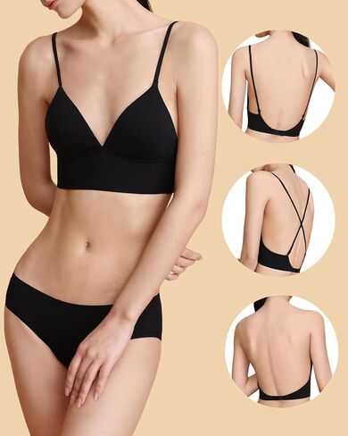 Organic Cotton Low Back Cami Bra Wireless Padded Thin Strap Lightweight Lounge Bra for Women in Saudi Arabia