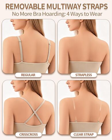 Clear Strap Bra Womens Bras Wireless Nude Bra Dance Bra Nude Sports Bra Bralette with Padding Adjustable Straps in Saudi Arabia