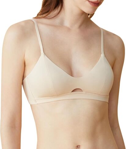 2-Pack (Nude & Black Organic Cotton Bra for Women, Wireless Scoop Neck Padded Bra, Seamless T-Shirt Bra for Small Breasted Women（Size M） in Saudi Arabia