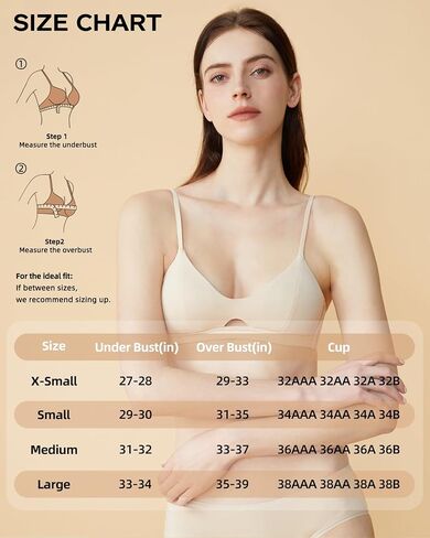 2-Pack (Nude & Black Organic Cotton Bra for Women, Wireless Scoop Neck Padded Bra, Seamless T-Shirt Bra for Small Breasted Women（Size M） in Saudi Arabia