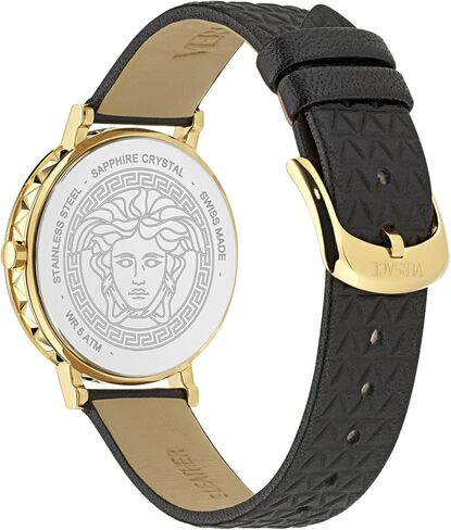 Versace Daedalus Collection Luxury Womens Watch Timepieces with a Black Strap and Dial Featuring a Gold Case in Kuwait