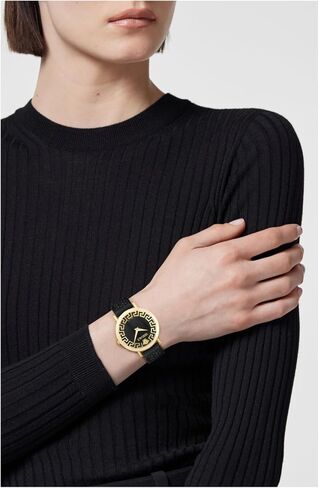 Versace Daedalus Collection Luxury Womens Watch Timepieces with a Black Strap and Dial Featuring a Gold Case in Kuwait