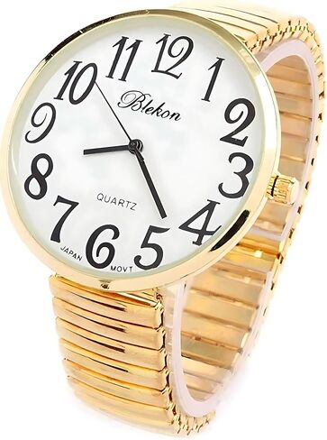 Ladies Large Number Face Stretch Band Watch Gold 1262G in Saudi Arabia