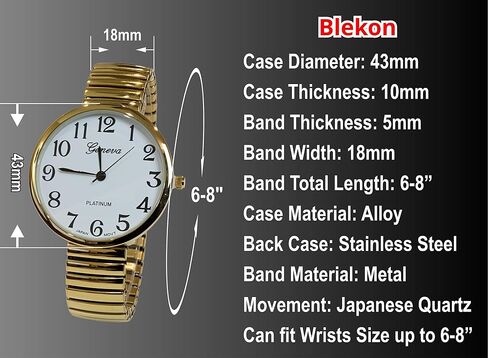 Ladies Large Number Face Stretch Band Watch Gold 1262G in Saudi Arabia