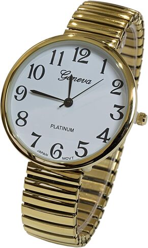 Ladies Large Number Face Stretch Band Watch Gold 1262G in Saudi Arabia