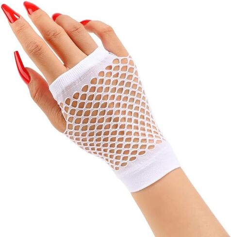 1 Pair Women Fishnet Gloves Short Nylon Mesh Fingerless Gloves for Costume Wedding Evening Party Accessories in Kuwait
