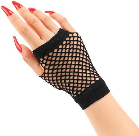 1 Pair Women Fishnet Gloves Short Nylon Mesh Fingerless Gloves for Costume Wedding Evening Party Accessories in Kuwait