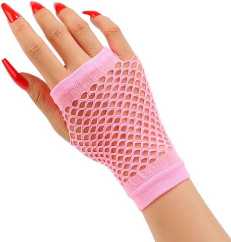 1 Pair Women Fishnet Gloves Short Nylon Mesh Fingerless Gloves for Costume Wedding Evening Party Accessories in Kuwait