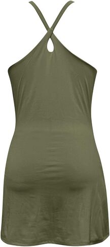 Tennis Dress with Built in Shorts Underneath Athletic Dress Women Spaghetti Straps Sleeveless Workout Tennis Dresses in Saudi Arabia