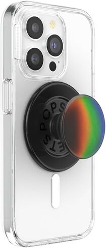PopSockets Phone Grip Compatible with MagSafe, Phone Holder, Wireless Charging Compatible - Alum Triangle Knurled Black in Kuwait