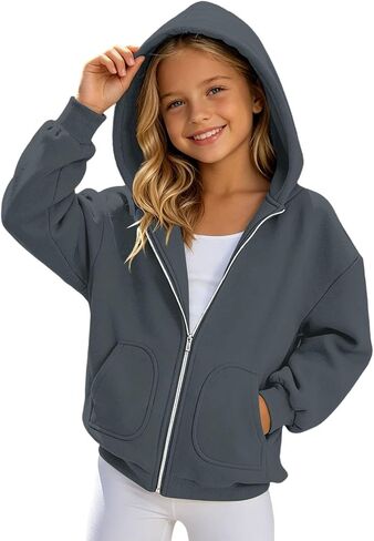 Zip Up Hoodies For Teen Girls Oversized 2026 Y2K Hoodies Casual Long Sleeve Sweatshirts Fall Spring Track Jackets in Kuwait