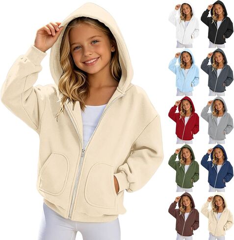 Zip Up Hoodies For Teen Girls Oversized 2026 Y2K Hoodies Casual Long Sleeve Sweatshirts Fall Spring Track Jackets in Saudi Arabia