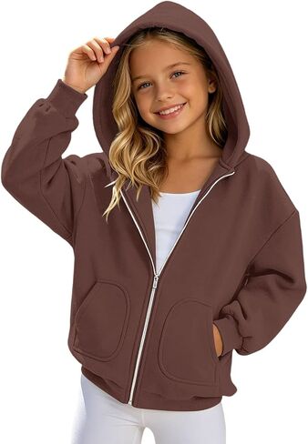 Zip Up Hoodies For Teen Girls Oversized 2026 Y2K Hoodies Casual Long Sleeve Sweatshirts Fall Spring Track Jackets in Saudi Arabia