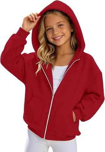 Zip Up Hoodies For Teen Girls Oversized 2026 Y2K Hoodies Casual Long Sleeve Sweatshirts Fall Spring Track Jackets in Saudi Arabia