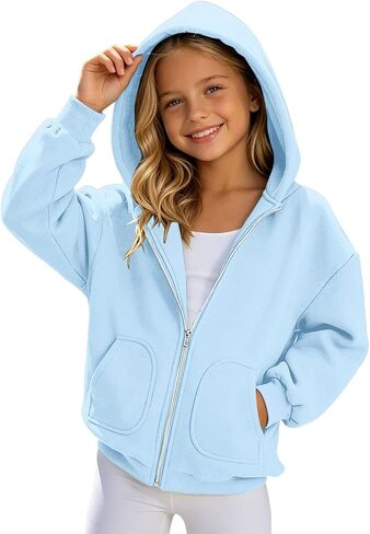Zip Up Hoodies For Teen Girls Oversized 2026 Y2K Hoodies Casual Long Sleeve Sweatshirts Fall Spring Track Jackets in Saudi Arabia
