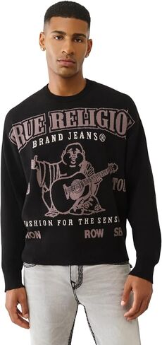 True Religion Long Sleeve Boxy SRS Sweater for Men – Warm & Stylish Pullover, Quality Fit in Kuwait