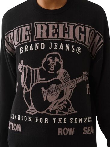 True Religion Long Sleeve Boxy SRS Sweater for Men – Warm & Stylish Pullover, Quality Fit in Kuwait