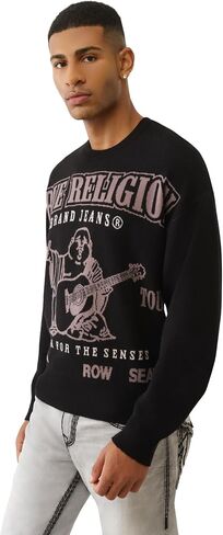 True Religion Long Sleeve Boxy SRS Sweater for Men – Warm & Stylish Pullover, Quality Fit in Kuwait