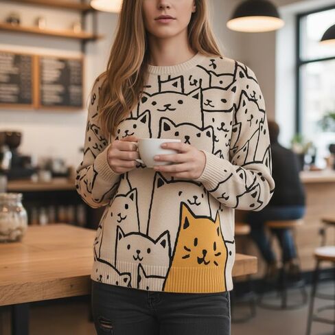 Men's Graphic Casual Sweater Unisex 3D Printing Knit Pullover Loose Long Sleeve Crewneck Sweaters in Saudi Arabia
