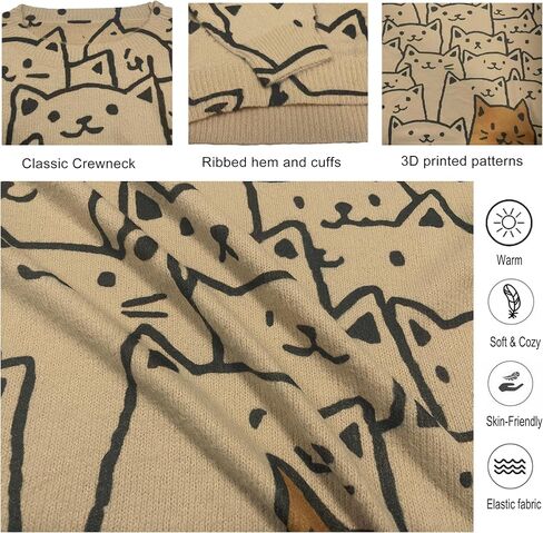 Men's Graphic Casual Sweater Unisex 3D Printing Knit Pullover Loose Long Sleeve Crewneck Sweaters in Saudi Arabia