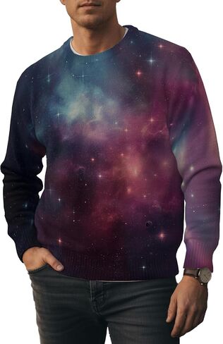Men's Graphic Casual Sweater Unisex 3D Printing Knit Pullover Loose Long Sleeve Crewneck Sweaters in Saudi Arabia