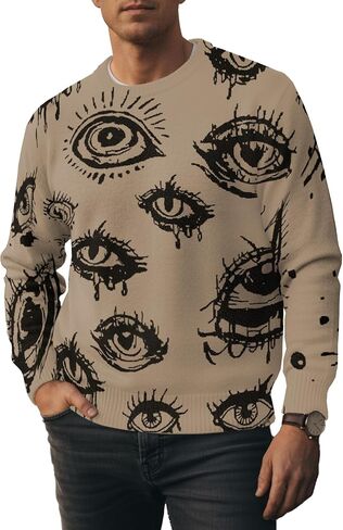 Men's Graphic Casual Sweater Unisex 3D Printing Knit Pullover Loose Long Sleeve Crewneck Sweaters in Saudi Arabia